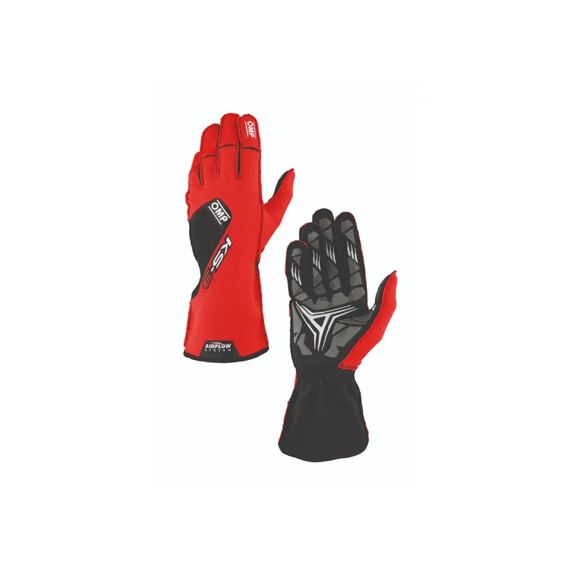 Gants de karting OMP KS3, gants de karting à coutures extérieures