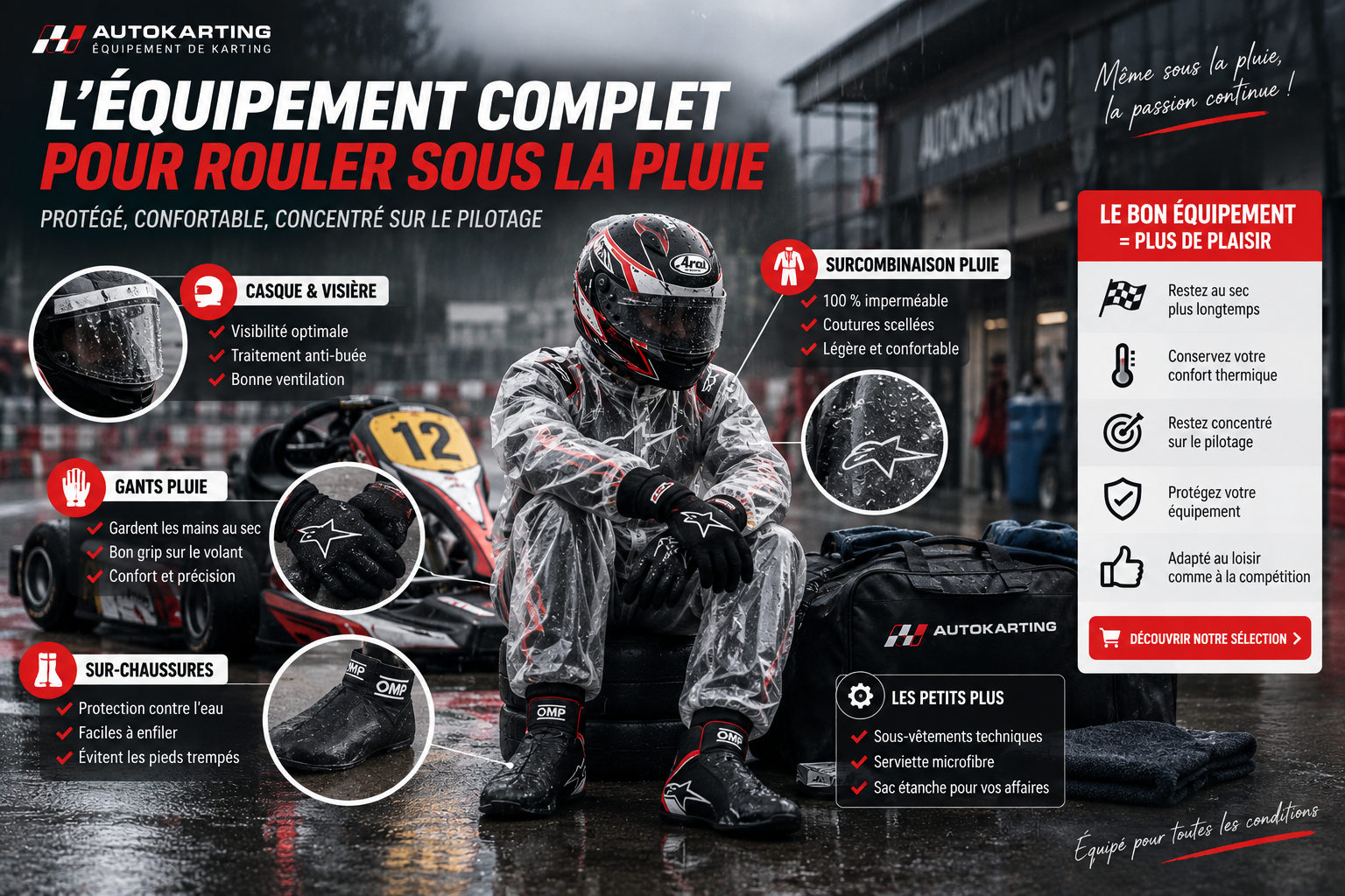 l'équipement complet pour rouler sous la pluie