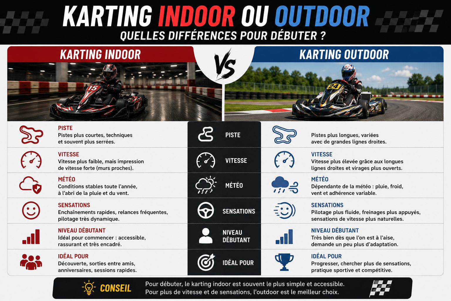 comparatif karting indoor vs outdoor