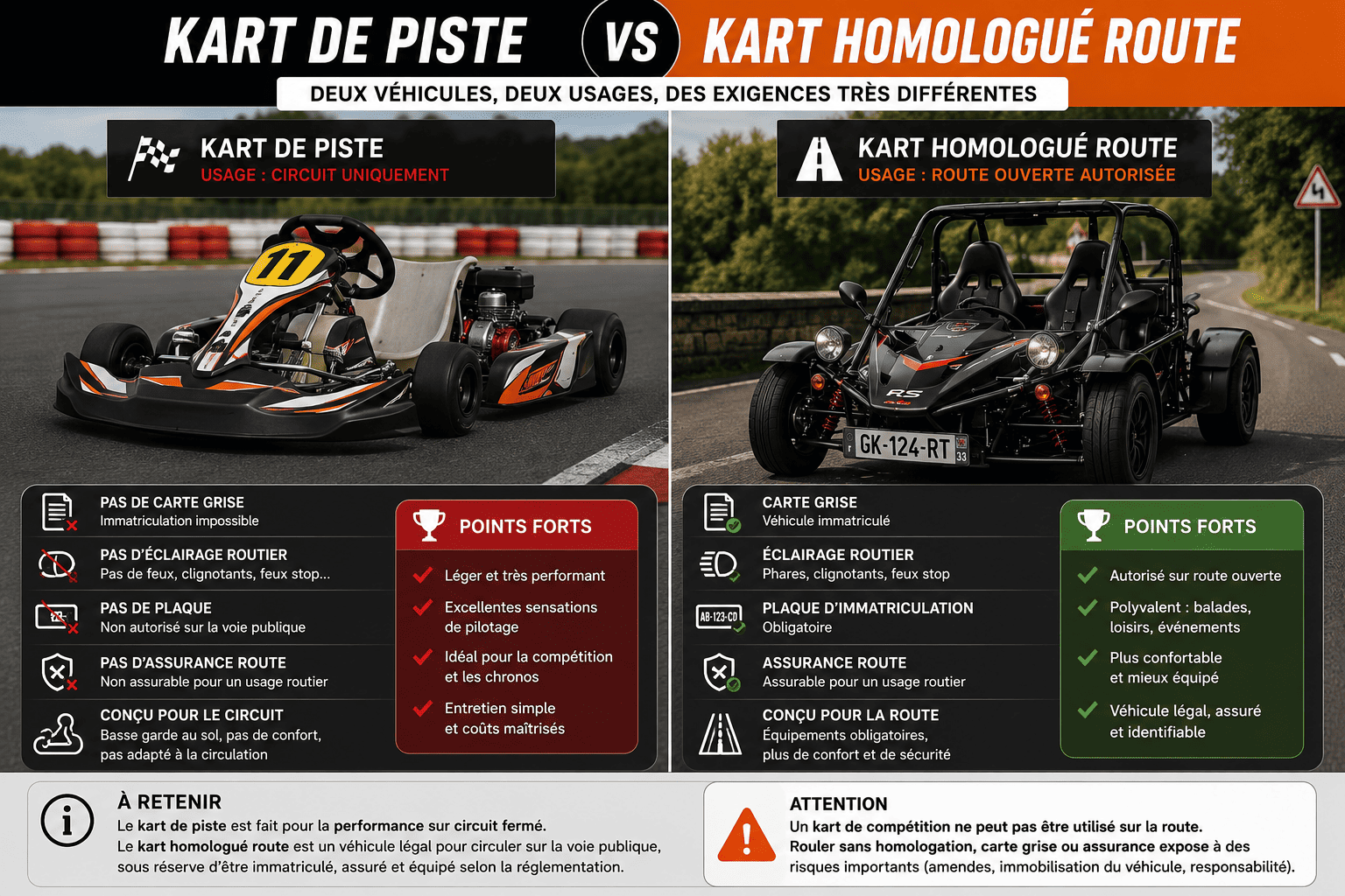 kart de piste vs karting de route