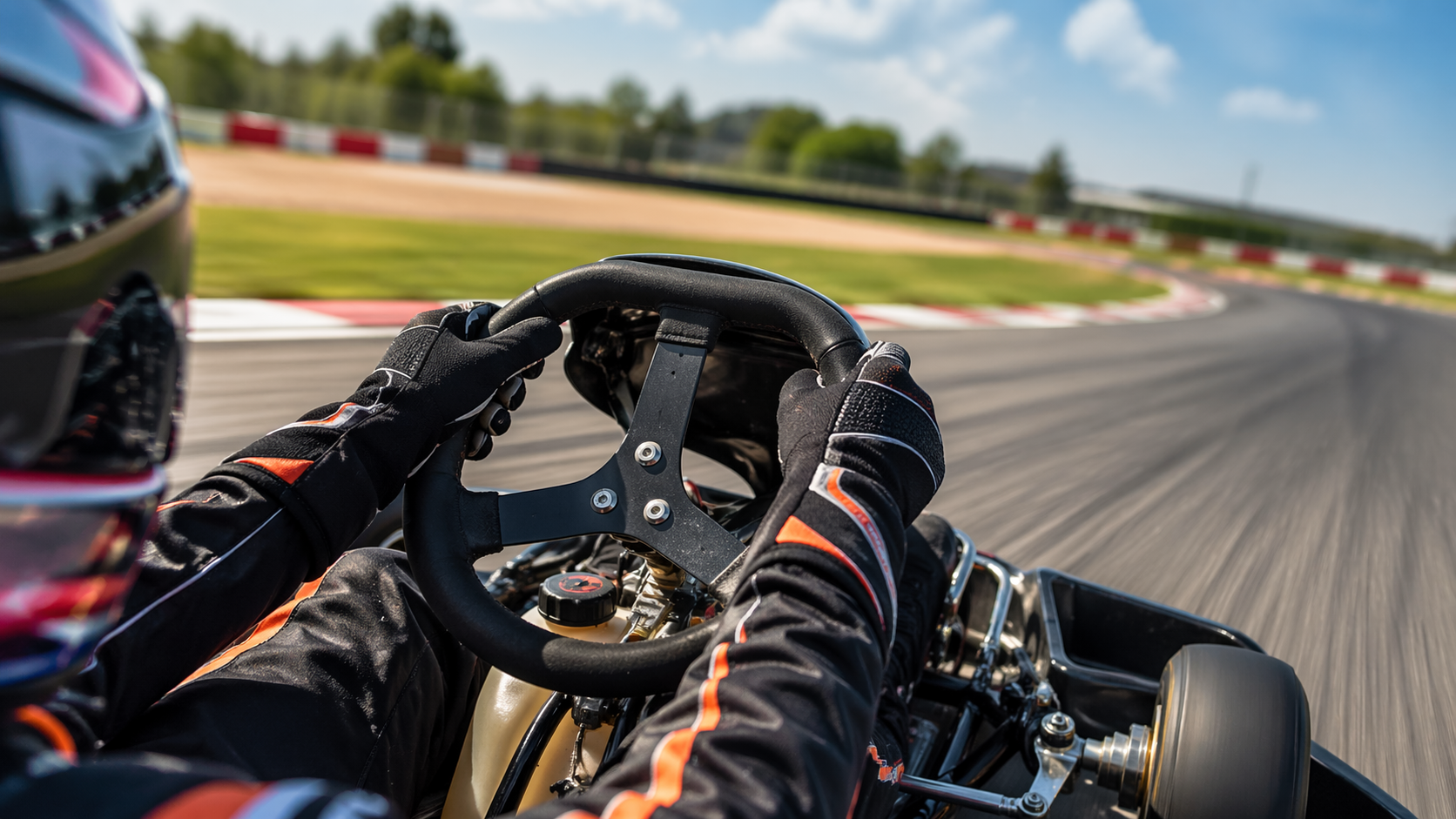 gants de karting utilisés par un pilote pour améliorer le grip et le contrôle