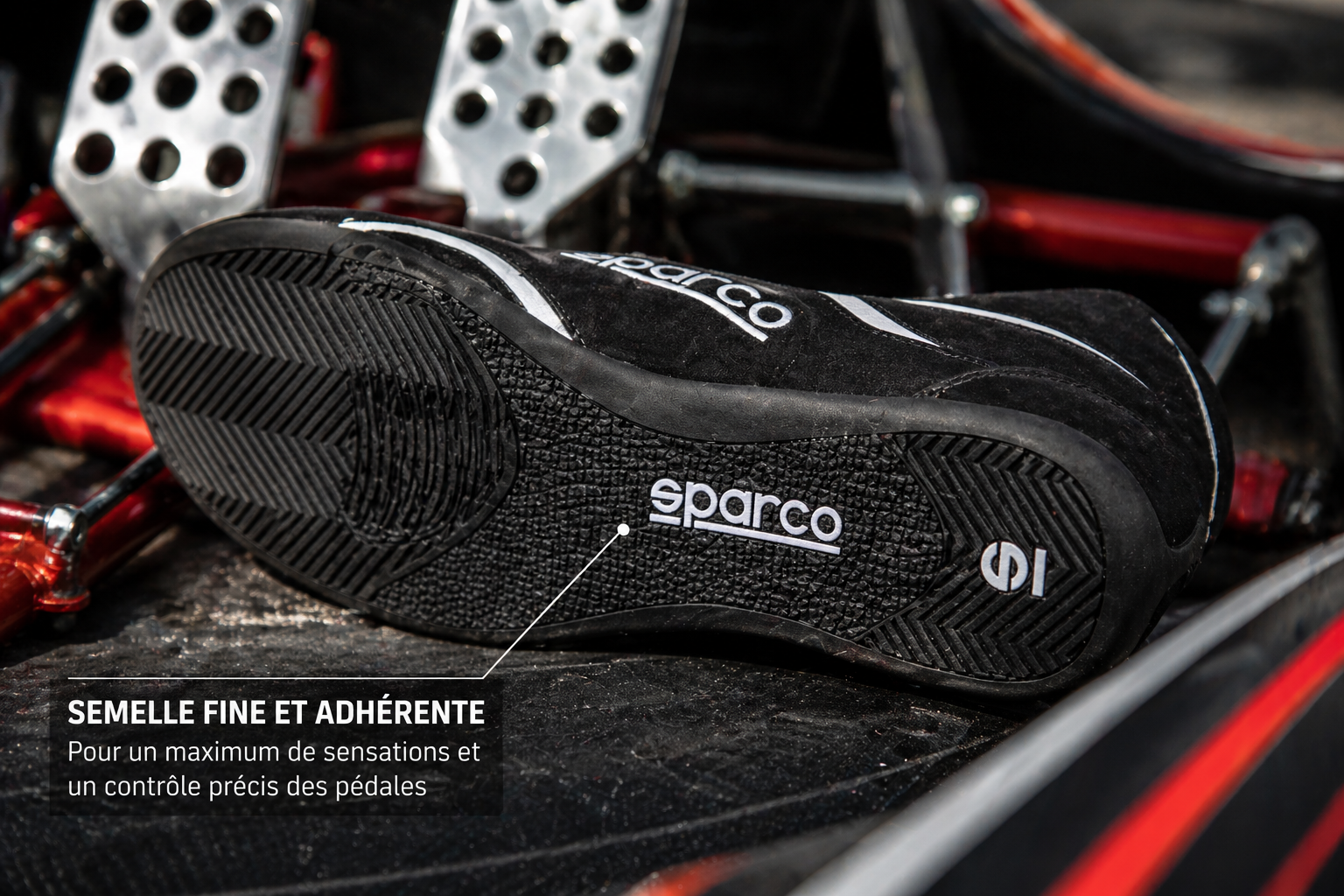 semelle fine de chaussure karting pour meilleure sensation des pédales