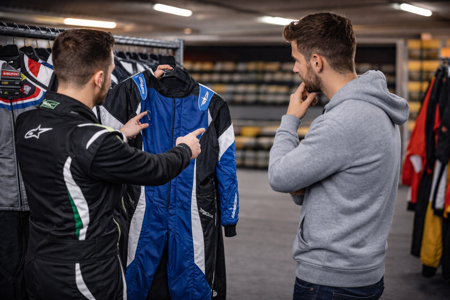 Conseil en magasin pour choisir une combinaison de karting adaptée à sa pratique.png