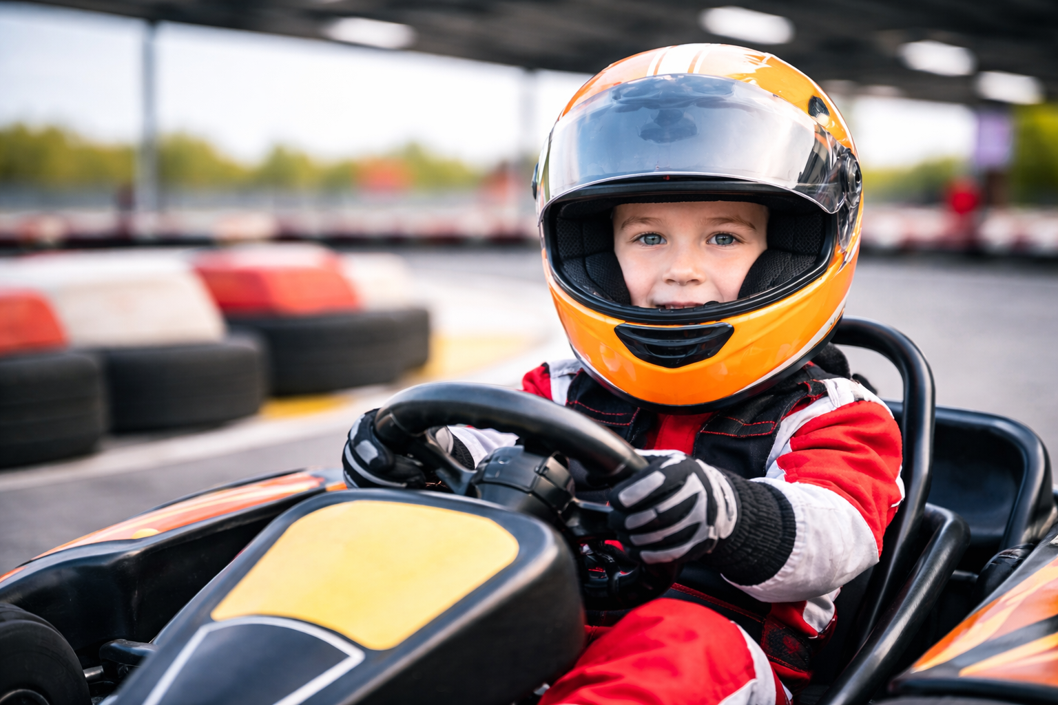 Enfant qui fait du karting