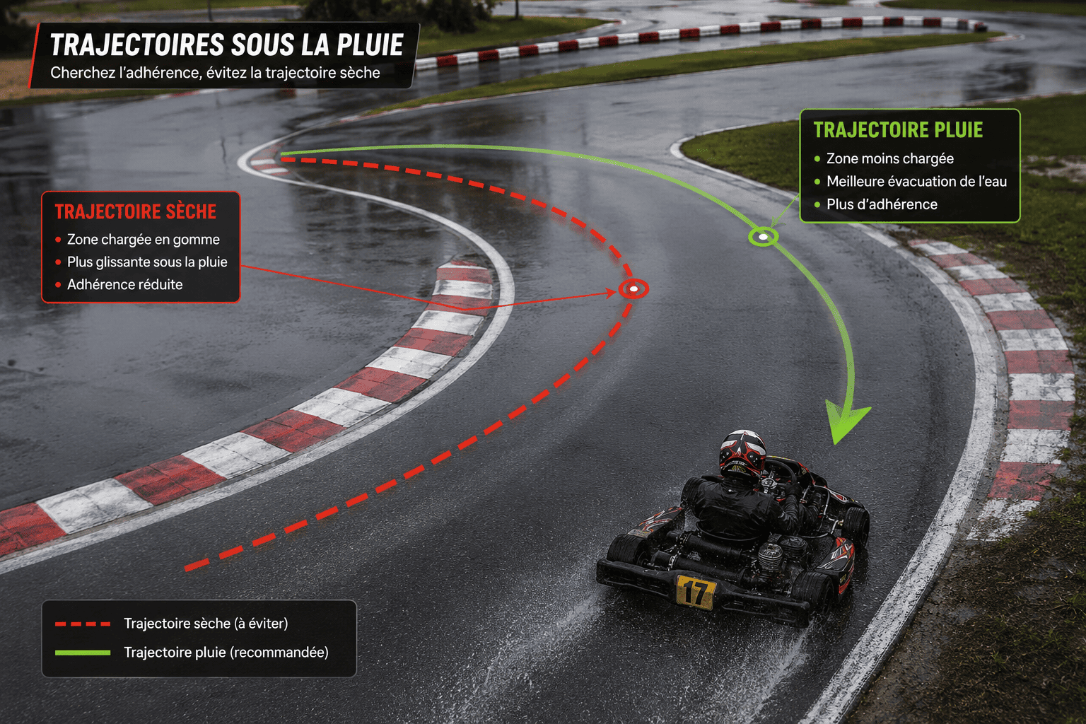 Trajectoire karting pluie