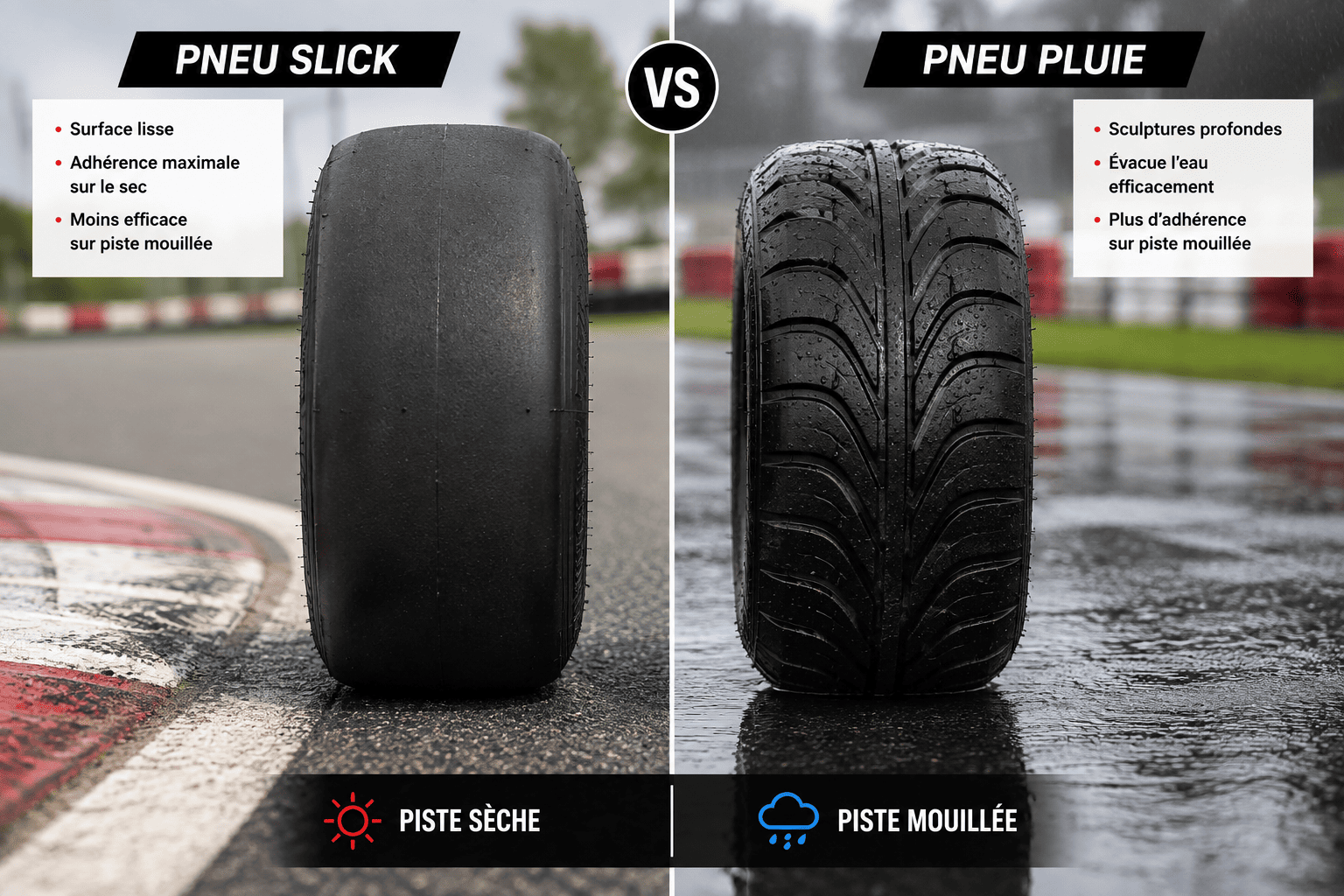 Pneus secs vs pluie