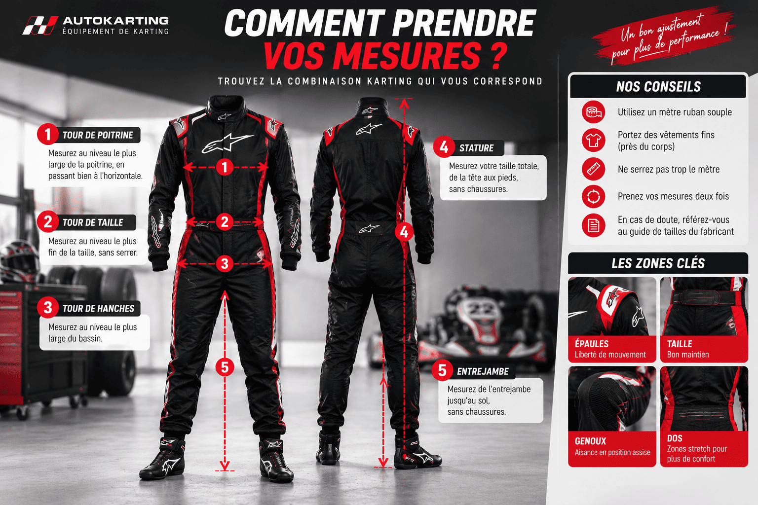 Taille combinaison karting : guide des tailles et mesures