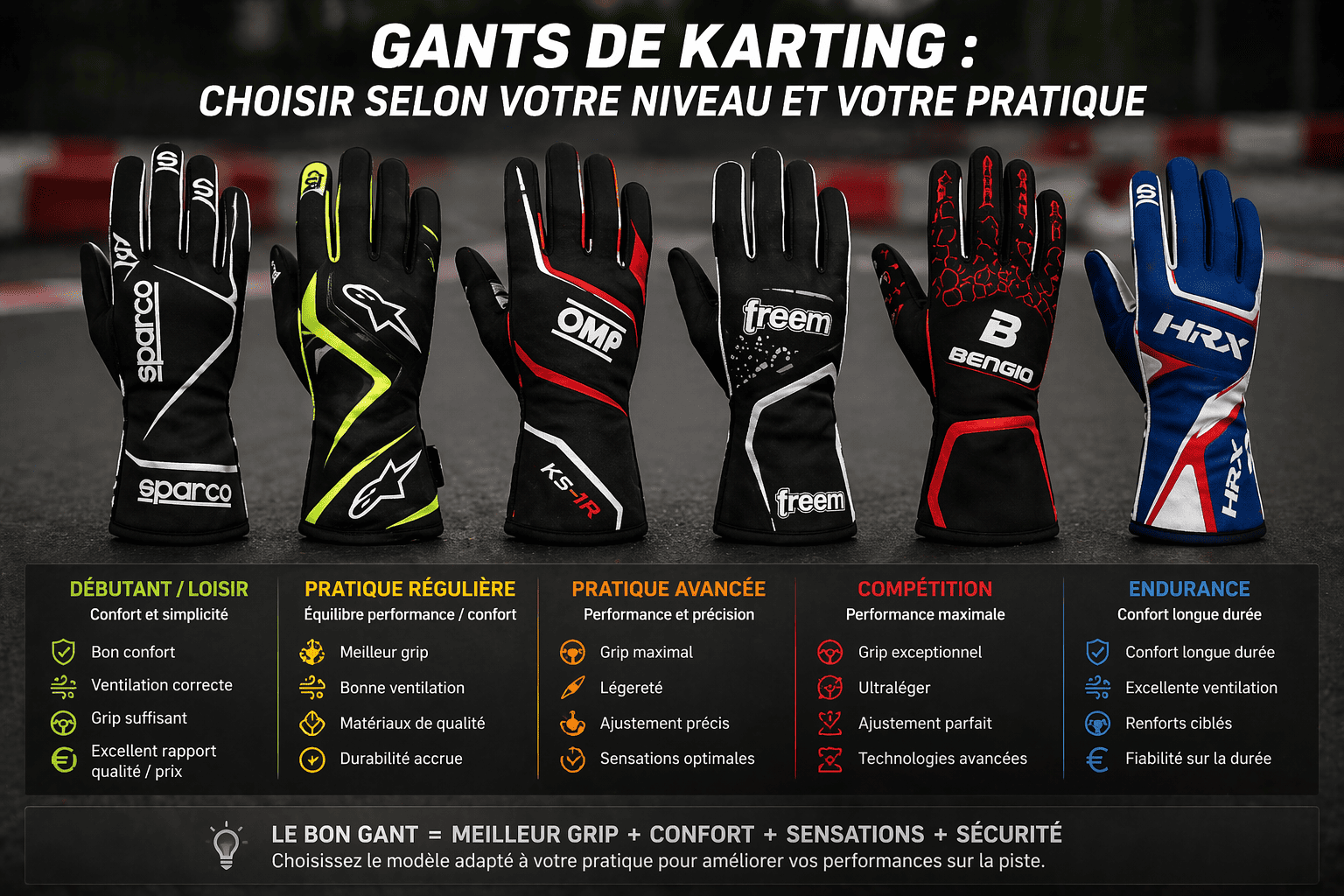Comment choisir ses gants de karting ? Taille, grip et confort