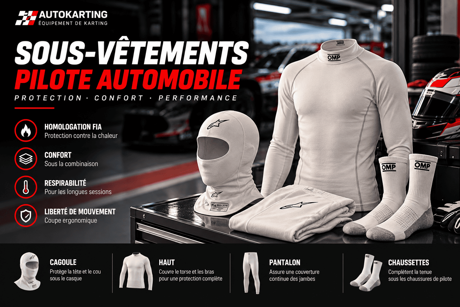 Sous-vêtements pilote auto : guide FIA, choix et homologation